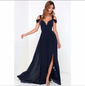 Lulu's Bariano Ocean of Elegance Navy Blue Maxi